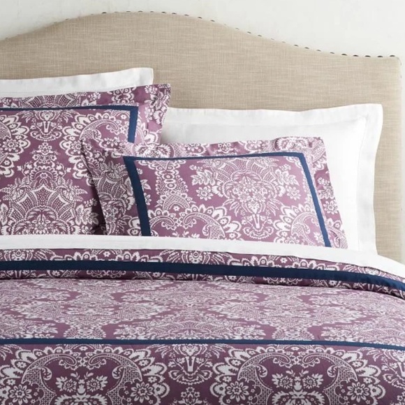 Pottery Barn ELAINE DAMASK Floral Duvet Cover Full Queen NWOT
